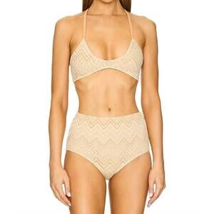 NEW FREE PEOPLE crochet misty crop bikini top in sand
